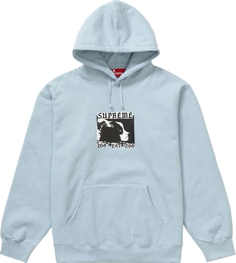 supreme dog eat light blue sweatshirt.